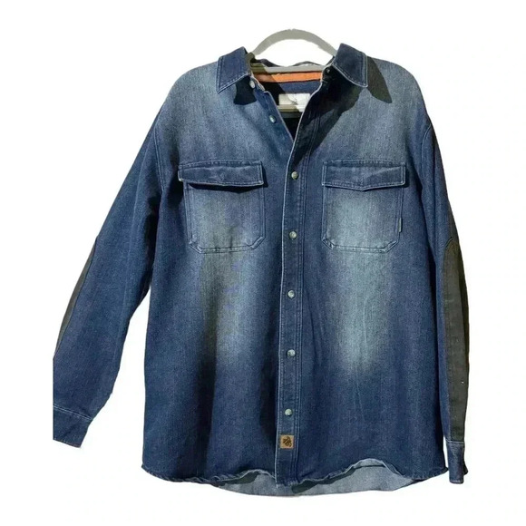 Legendary Whitetails Denim Button Shirt Shacket L Long Sleeve Utility Workwear - Picture 2 of 8